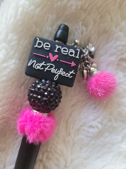 Beaded Plastic Pen with Dangle - Be Real