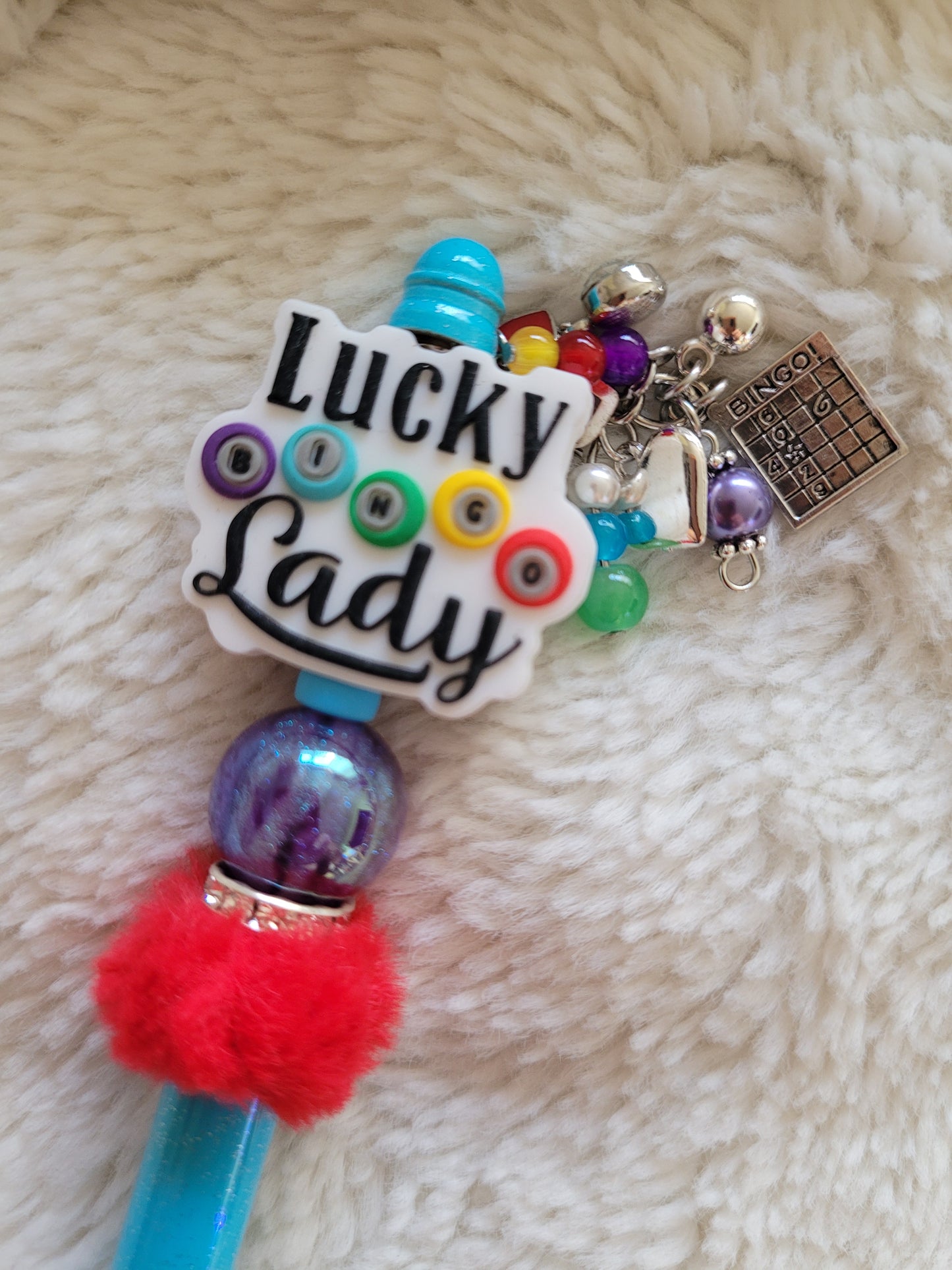 Beaded Metal Pen with Dangle Exclusive - Lucky Lady