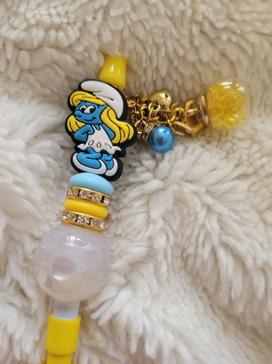 Adorable Beaded Pencil with Dangle - Blue Creature Girl