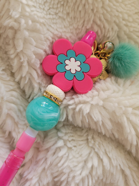 Adorable Beaded Pencil with Dangle - Flower